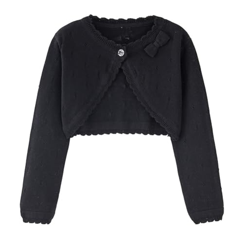 Girls'Knit Hollow Out Long Sleeve Button Cardigan Simple Basic Lightweight Thin Cropped Tops