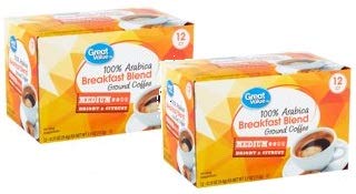 100% Arabica Breakfast Blend Medium Ground Coffee, 0.33 oz, 12 count (Pack of 2)