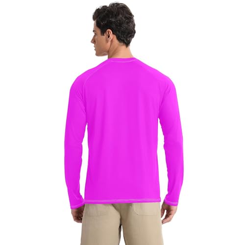 Magenta Purple Men's Rash Guard Shirts Comfortable Long Sleeve UV Protective Clothing Beach2
