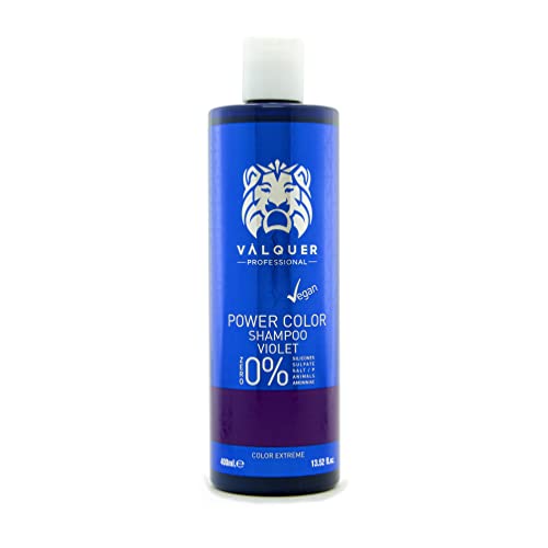 Valquer Profesional Champú Power Color cabellos teñidos. Vegano Y Sin Sulfatos (Violeta). Potenciador color cabello - 400 ml.