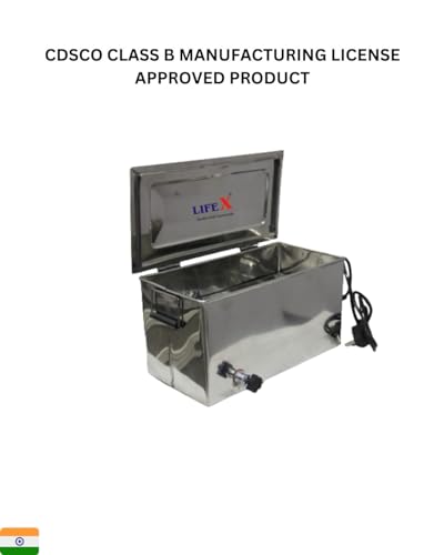 Image of LIFEX CDSCO Class B License Electric Instrument Sterilizer 14 inch x 6 inch x 6 inch with Accessories | Deluxe Stainless Steel | High-Quality Medical Sterilizer for Hospitals & Clinics | Ideal for Surgical Equipment Sterilization