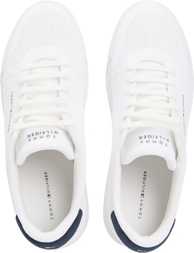 Tommy Hilfiger Herren Court Sneaker Knit Low Top, Weiß (White), 41 – Ansicht 5