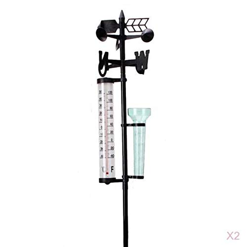 2 Set Weather Station Kit Rain Thermometers Wind Indicator 3 in one |Home & Garden|Yard Garden & Outdoor Living|Garden D?©Cor|Rain Gauges-image-40