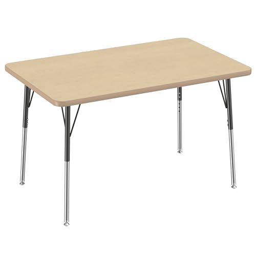 FDP 30" x 48" Rectangle Table with Swivel Glide Legs - Maple/Maple/Black