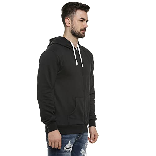 Image of CAHOOT Men's Zip-Front Hoodie with Contrast Drawstring for Casual Wear | Long Sleeve | Hooded Neck | Zipper Closure | Cotton Sweatshirt Crafted with Comfort Fit for Everyday Wear