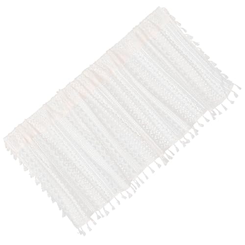 MOTHNUR Cortina Corta de Encaje Calado con Borlas Estilo Rústico para Ventanas y Puertas para Cocina Baño y Armarios Visillo Macramé Decorativo Fácil de Mantener