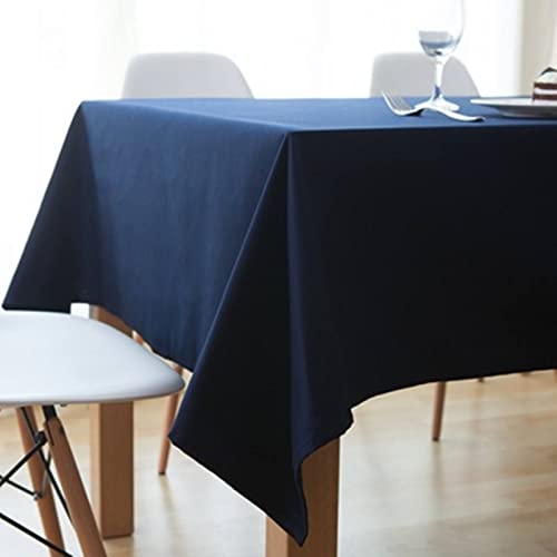 Manteles Tela Mesa Rectangular Mantel Tela Fina Rectángulo Manteles Ajustables Mesa Rectangular Mantelerias Modernas Azul Marino Algodón Protección De Decoración De Mesa 120X120Cm