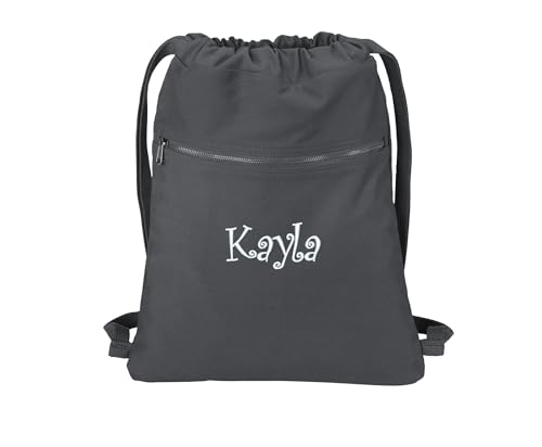 My Little Doc Personalized Beach Wash Cinch Pack, Drawstring Backpack Men Women, Monogrammed Name, Bridesmaid Gift, Coal