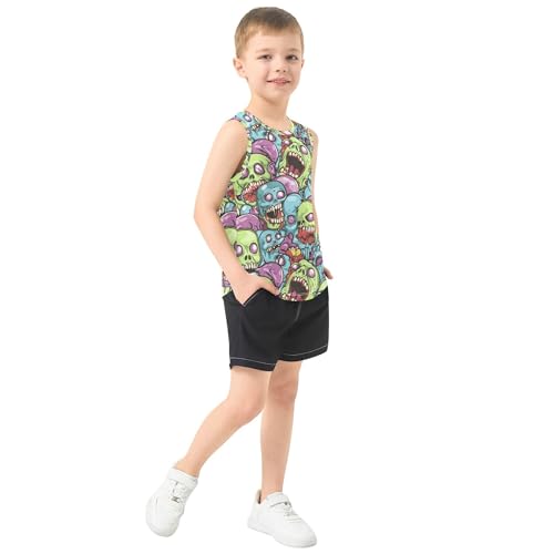 Space Rockets Gray Boys Athletic Tank Top Sleeveless Teens Vest Summer Basic Workout Outfits for Golf Swim Bike Jog 3T4