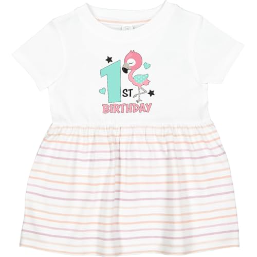inktastic 1st Birthday with Flamingo Stars and Hearts Infant Dress