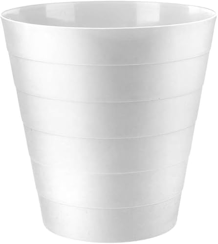VIVAAS Plastic Waste Paper Bin 6L Round Waste Basket Trash Can Lightweight Rubbish Bin for Kitchen, Bedroom, Bathroom, Open-Top Design, Outdoor Garbage Container Dustbin (White)