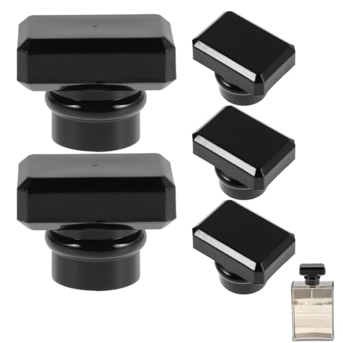 Didiseaon 5Pcs Square Perfume Bottle Cap 15mm - Leak-Proof Corrosion-Resistant Fragrance Atomizer Replacements Lid - Aesthetic Black Bottle Cover for Travel, Home & Present