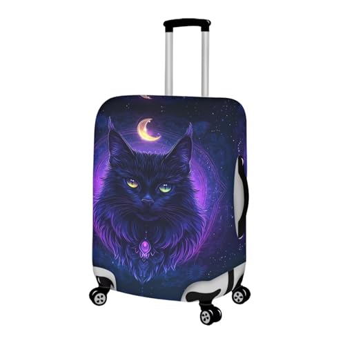 HUGS IDEA Black Cat Luggage Cover Moon Scratch-Resistant Suitcase Protector Lightweight Travel Luggage Covers with Elastic Edges for 18-32 Inch Bags2