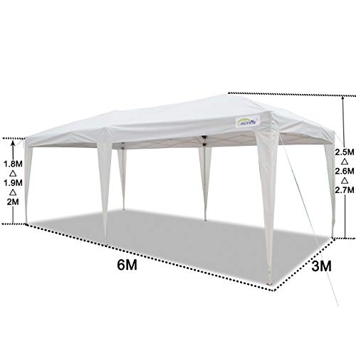 Goutime 10x20 Feet Ez Pop Up Canopy Instant Tent Shelter with 4Pcs 10Ft Removable Sidewalls and Wheeled Bag for Outdoor Commercial Party Events