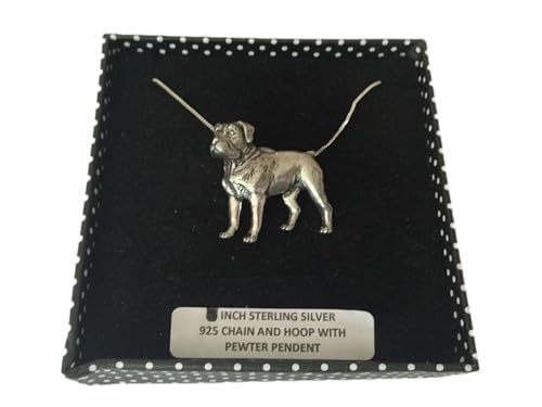Pendentif Rottweiler argent sterling 925 fait main chaîne 50,8 cm D15