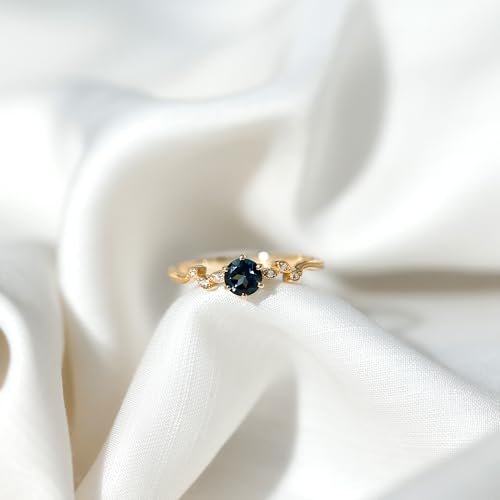 Certified London Blue Topaz Promise Ring For Women, AAA Quality, Real 5mm Blue Topaz Diamond Ring (deal For Gift)3