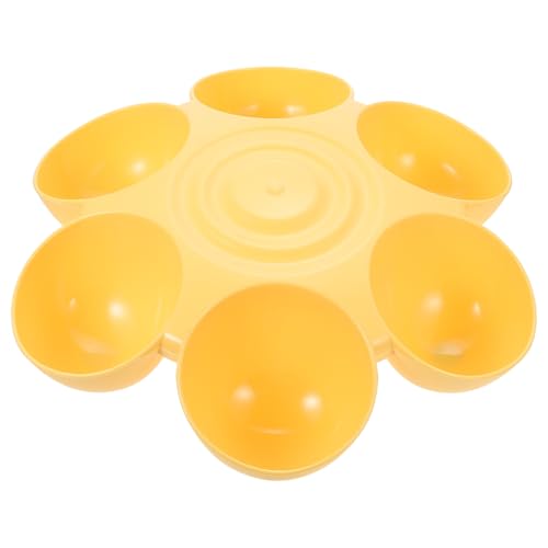 POPETPOP Cat Food Bowl with 6 Bowls - Pet Feeder for Kitten Puppy, Multi Cat Feeder, Multiple Cat Feeder for Indoor Cats, Feeding Station for Food and Water (Yellow)