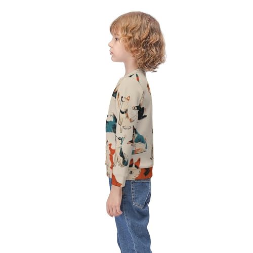 Yoga Dogs Poses (2) Children's Casual Pullover Sweatshirt Loose Fit9-11Y3