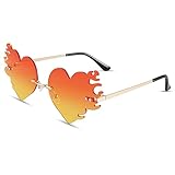Pro Acme Halloween Costume Fire Flame Sunglasses for Women Mirror Rimless Fire Shaped Novelty Sunglasses(Fire Orange)