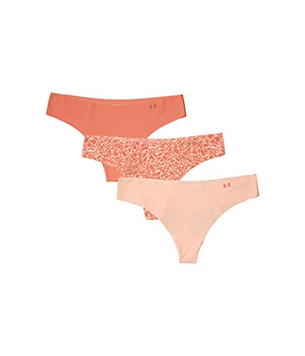 Image of Under Armour Pure Stretch Thong 3-pack Printed, Calla (689) /Blush Orange, Small