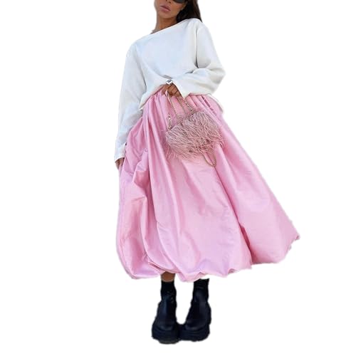 Beige Satin Skirts for Women Elegant High Waist Office Lady Ankle-Length Skirt Casual Loose Skirt Female Clothes