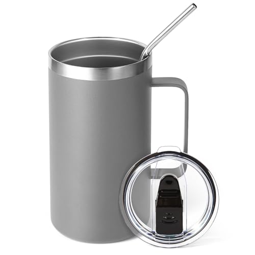 Volhoply 650ml Kaffee-Thermobecher, doppelwandiger Vakuum-isolierter Edelstahlbecher mit Griff, lebensmittelechter 18/8-Edelstahl… – Ansicht 1
