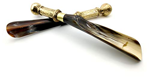 5Moonsun5'S Long Handled Made With Horn And Brass Shoe Horn, Handmade Shoe Horn With Brass Handle, Premium Gift For Men And Women, Home Or Travel Use (Brass Shoehorn 12 Inch) #TOP5
