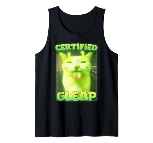 Certified Gleap Funny Alien Brainrot Cat Meme Tee Tank Top