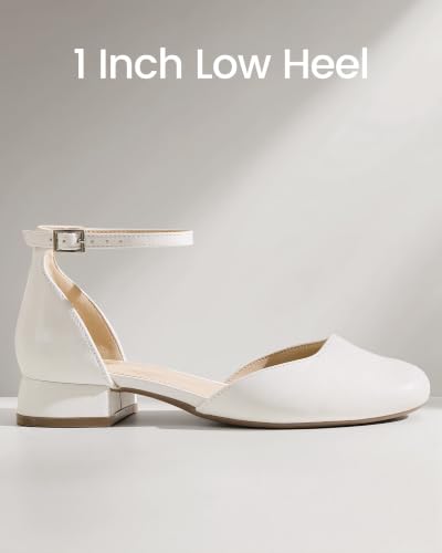 Image of Ankis Round Closed Toe Heels for Women, Low Block Heel Dress Shoes