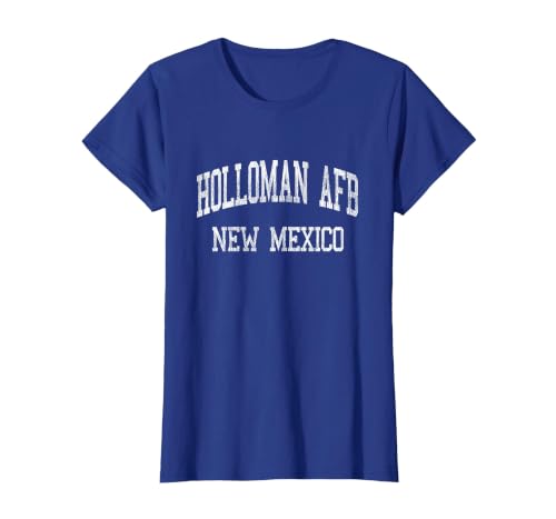 Holloman AFB New Mexico NM Vintage Athletic Sports Design T-Shirt, Women, Royal Blue, Large