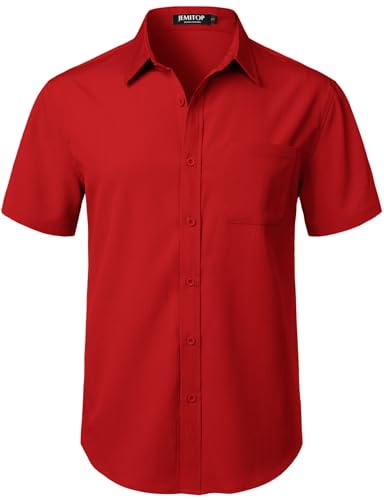 Image of JEMITOP Mens Stretch Wrinkle Free Texture Shirts