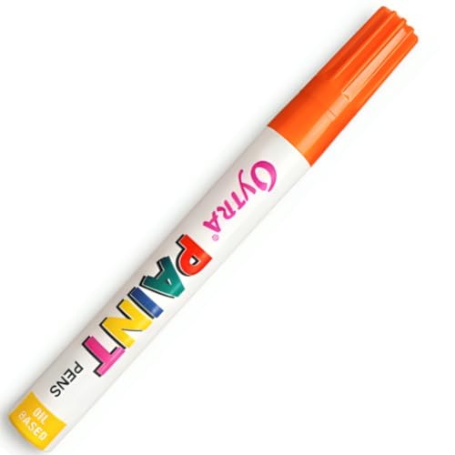 Image of Oytra Paint Marker Pens Permanent Waterproof Oil Based Individual pens Works and All Surfaces, Wood, Fabric, Steel, Glass (Orange)