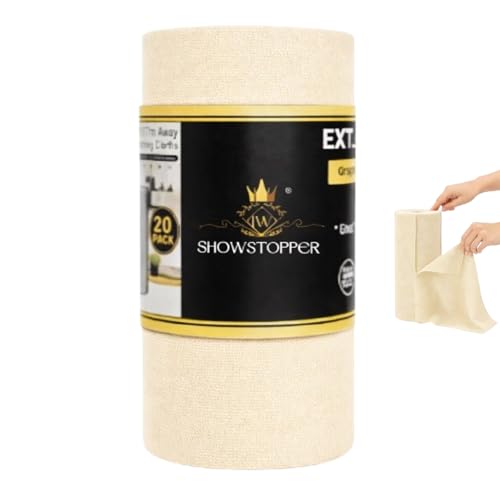 Image of Showstopper Microfiber Cleaning Cloth Roll, Reusable Tear Away Microfiber Towels,Washable, Ultra Absorbent, Rags Cleaning, Dishcloths, Cleaning Cloth for Car, Home or Kitchen. (Cream, 25cm X 25cm)
