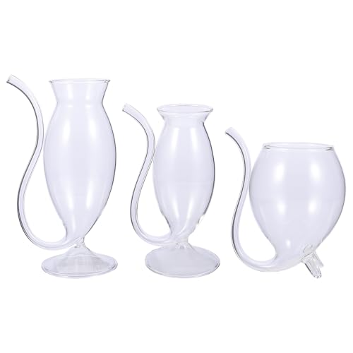 VILLCASE �������z�E�P�C�_�K���X�����C���O���X�J�b�v3�Z�b�g 190ml 300ml 340ml ���� �p�[�e�B�[�p �����e�� �n���I�`�� �����z�e���̃h����