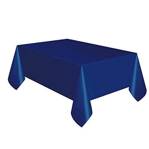 Creative Converting Touch of Color Plastic Table Cover, 54 by 108-Inch, Navy
