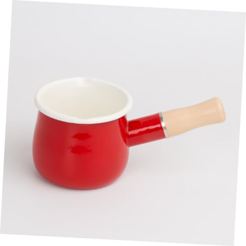 PartyKindom Enamel Milk Pan Small 10cm Mini Saucepan with Wooden Handle Nonstick Kitchen Cooking Pot for Boiling Milk Butter Coffee Warmer Suitable for Baby Food and Everyday Use Random Color - Image 6