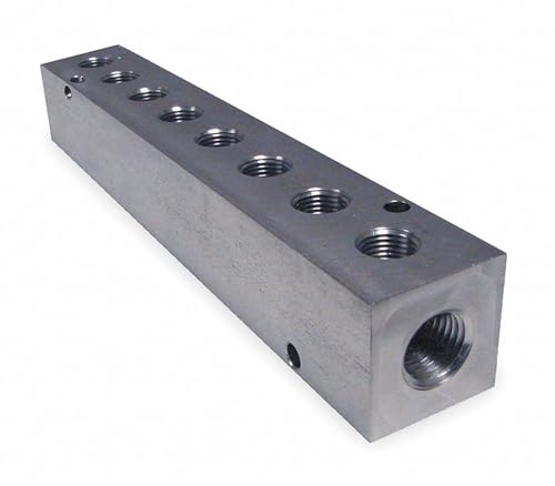Pneumadyne M10-125-8-SS, Inline Manifold, 8-Station, 1/4 NPT Input, 1/8 NPT Output, 303 Stainless Steel