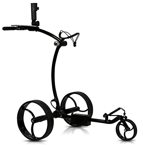 tour-made RT-650S Pro - Carro de golf eléctrico plegable con freno electrónico de descenso de montaña, con calidad del distribuidor alemán (negro), color negro Cover