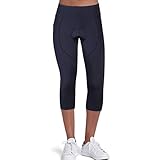 Women's Cycling Pants 3D Padded Bike Compression 3/4 Tights Bicycle Capri Pants with Wide Waistband(Black,M)