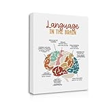 Language in the Brain SLP Speech Therapy Mental Health Canvas Wall Art Prints Artwork Signs Framed For Home Therapy Office Psychologist Counselor Office Decor, 11×14 inch -  SiuSue