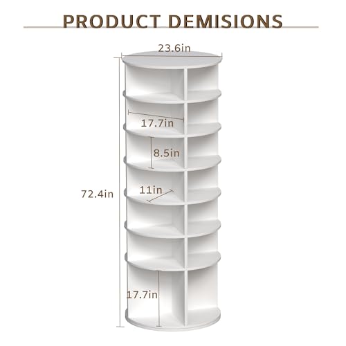 Image of Leavader 7-Tier Round Rotating Shoe Rack, 72 inch Tall Spinning Shoe Rack Tower, Lazy Susan Shoe Organizer for Entryway, Cloakroom, Fits 28 Pairs of Shoes