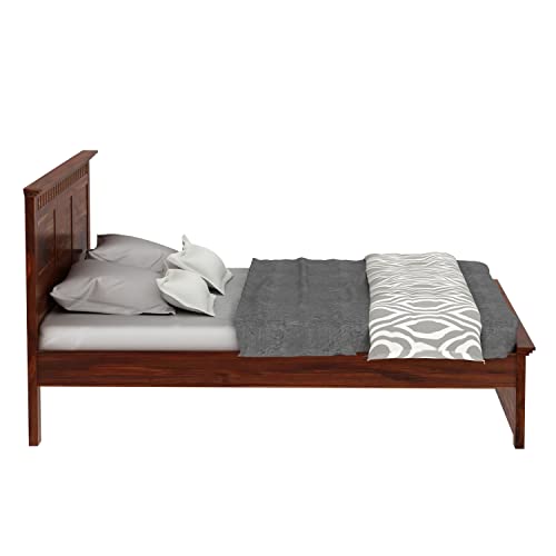 Image of WOODLAB Furniture Solid Sheesham Wood King Size Bed for Bedroom Without Storage Wooden Double Beds for Living Room Honey Finish Cot Bed Furniture