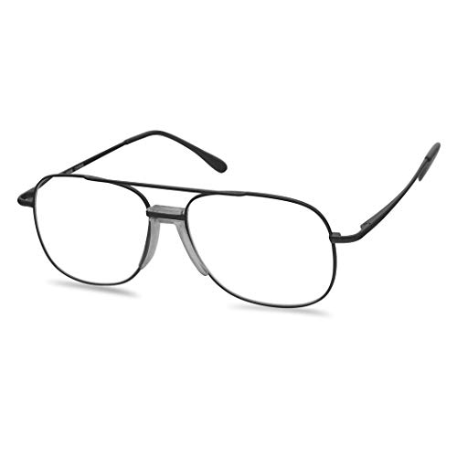 SunglassUP Original Square Cross Bar Aviator Metal Frame RX 80's Inspired Reading Glasses