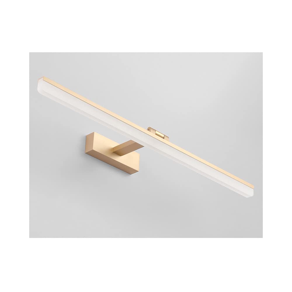 Lámpara de pared LED para espejo de baño, luz blanca cálida, 180°, moderna, 3000 K, color dorado, 60 cm