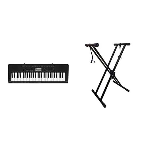 Casio CTK-3500 Tastiera digitale arranger polifonica 61 tasti stile pianoforte & RockJam Xfinity Doublebraced Pre Assemblato Basamento della Tastiera Altamente Registrabile con Cinghie di Bloccaggio
