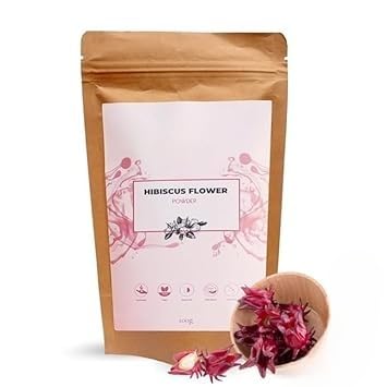 Hibiscus Sabdariffa Flower Powder for Skin Hair and Body Mask I Naturalmente Rico en AHA y BHA I Skin glowingt Face Pack I 100% Puro I 3.53 oz
