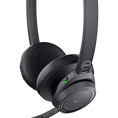 Image of Dell Premier Wireless ANC Headset - WL7022, Control Panel on Headset Includes Call Control, Adjustable Leatherette Headband and Earpads, USB Dongle, Adjustable Boom Mic, Charging Stand - Black