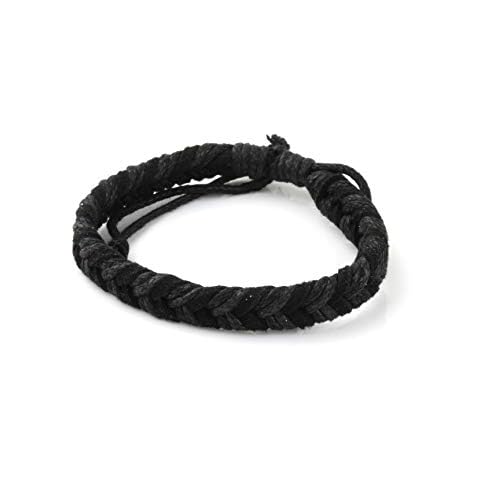 Dowling Brothers Cotton Rope Cord Handmade Minimal Chevron Bracelet (Black & Black) Cover