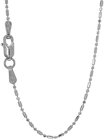 JewelStop 14k Solid Yellow Gold 1mm Diamond-cut Bar & Bead Ball Chain Lobster Claw Clasp-16 Inches, 1.7gr.