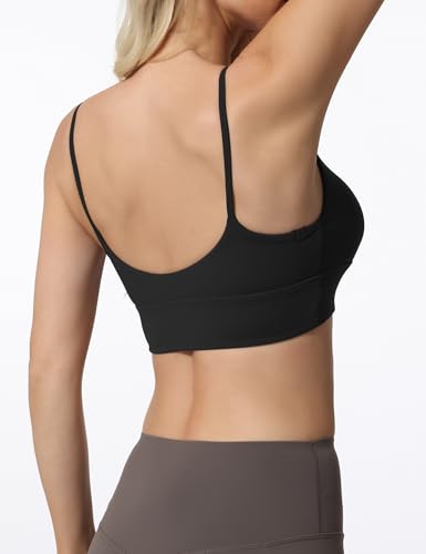 Image of Sports Bras for Women Spaghetti Strap Padded for Yoga Running Gym Workout, Wireless Scoop Neck Bras Crop Tank Top